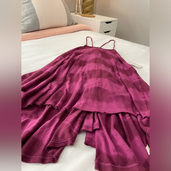 Free People We The Free Tie Dye Wine Colored Sun Dress - Picture 4 of 14